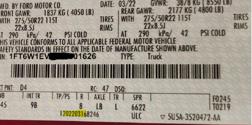 Ford F-150 Lightning Need help identifying my 2022 Lariat as a Mannequin for 42/42 due to warranty issue 1743252262652-75