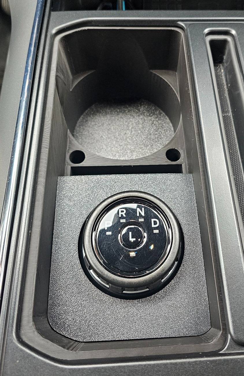 Ford F-150 Lightning Stick to Rotary Shift Knob Conversion w/ 3D Printed Rotary Shifter Holder bigass_cupholder_version_rotary_shifter