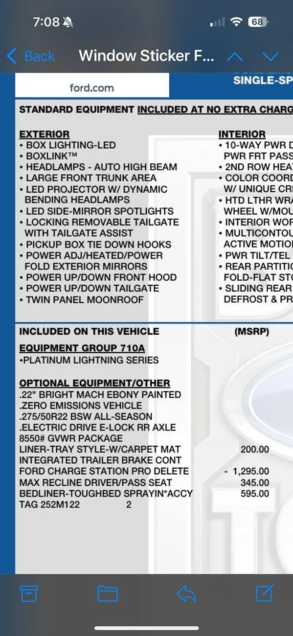 Ford F-150 Lightning Need help identifying my 2022 Lariat as a Mannequin for 42/42 due to warranty issue IMG_1196