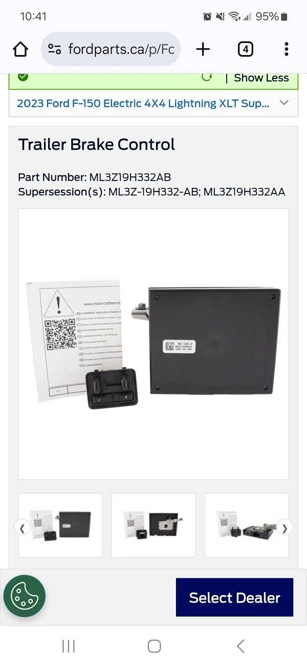 Ford F-150 Lightning 2023 XLT ER Trailer Brake Controller compatibility 1000027633