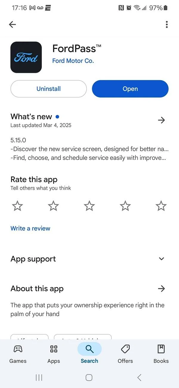 Ford F-150 Lightning FordPass 5.16.0 available in the Play Store for Android Screenshot_20250406_171622_Google Play Stor