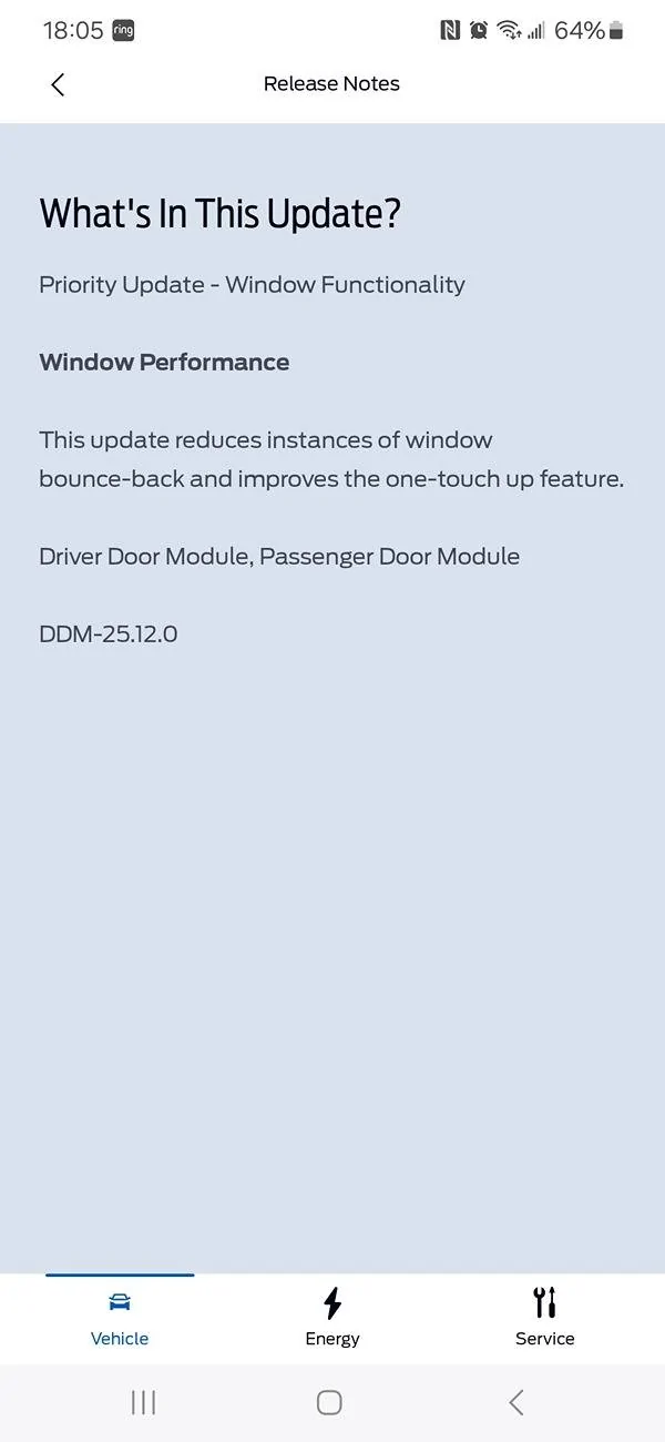 Ford F-150 Lightning PU-DDM-24.11.5 & 25.12.0 Smoother Window Closing Screenshot_20250407_180539_FordPass