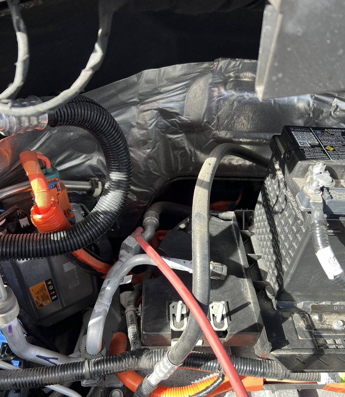Ford F-150 Lightning Another audio amplifier install (with alternate under cab wiring). 7 - Bare Wire-3