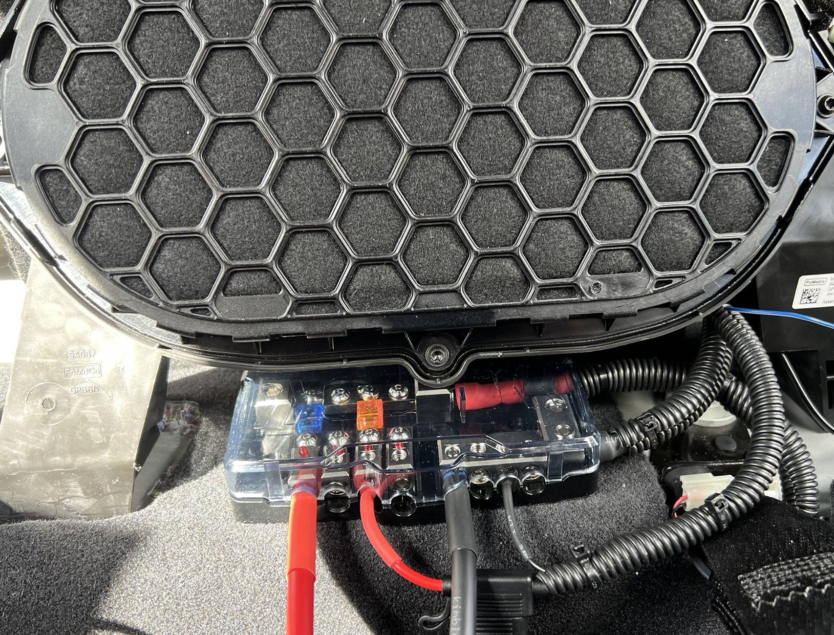 Ford F-150 Lightning Another audio amplifier install (with alternate under cab wiring). 13 - Power Distribution Block