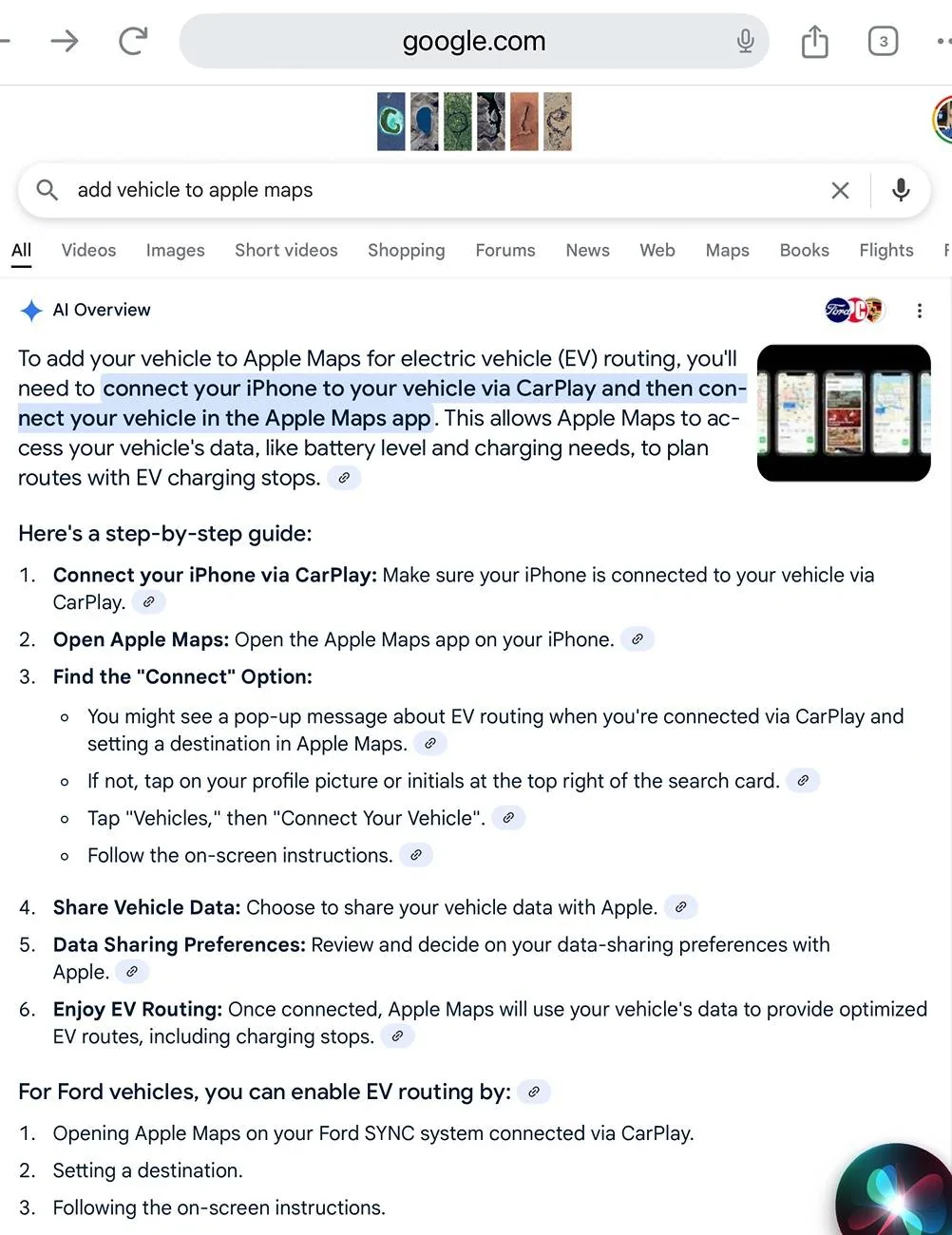 Ford F-150 Lightning Apple Maps with ev charge routing IMG_0024