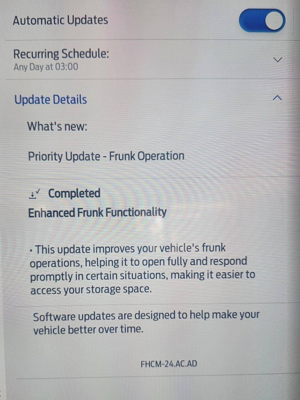 Ford F-150 Lightning Priority Update: FHCM-24.AC.AD - Enhanced Frunk Functionality Screenshot 2025-04-25 150139