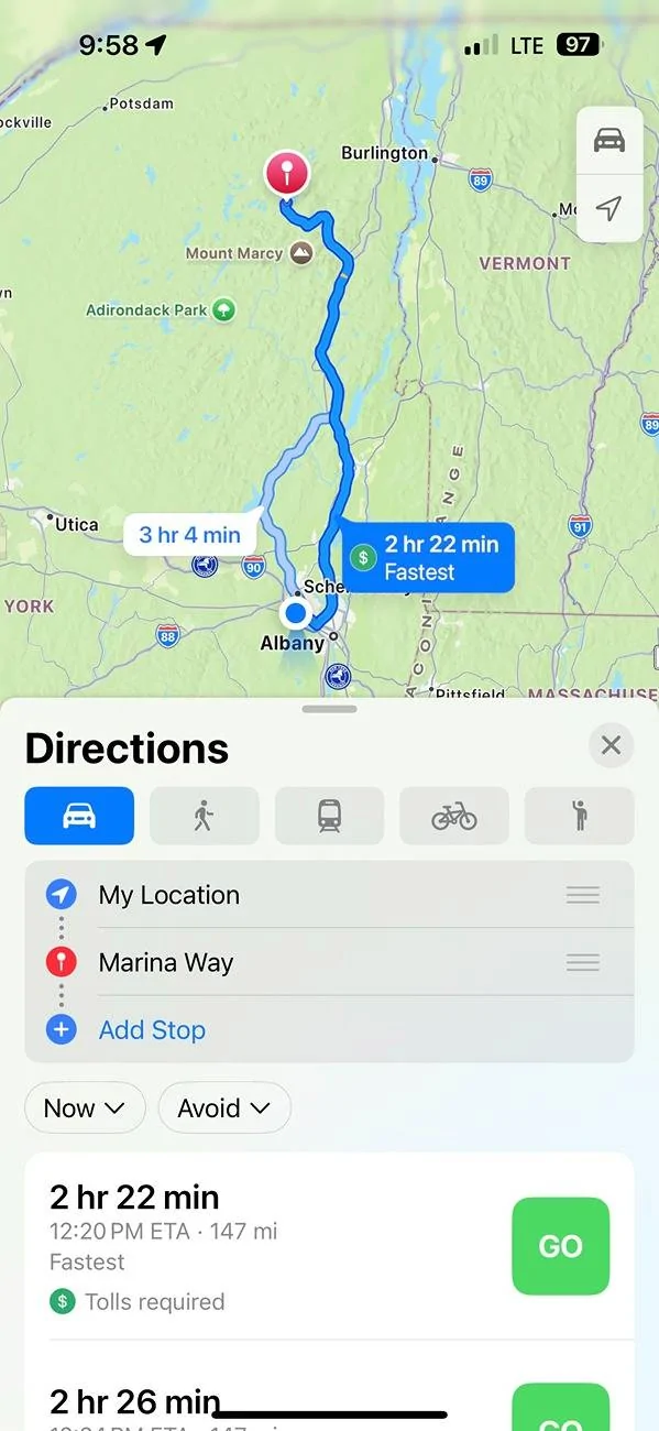 Ford F-150 Lightning Apple Maps with ev charge routing IMG_4523