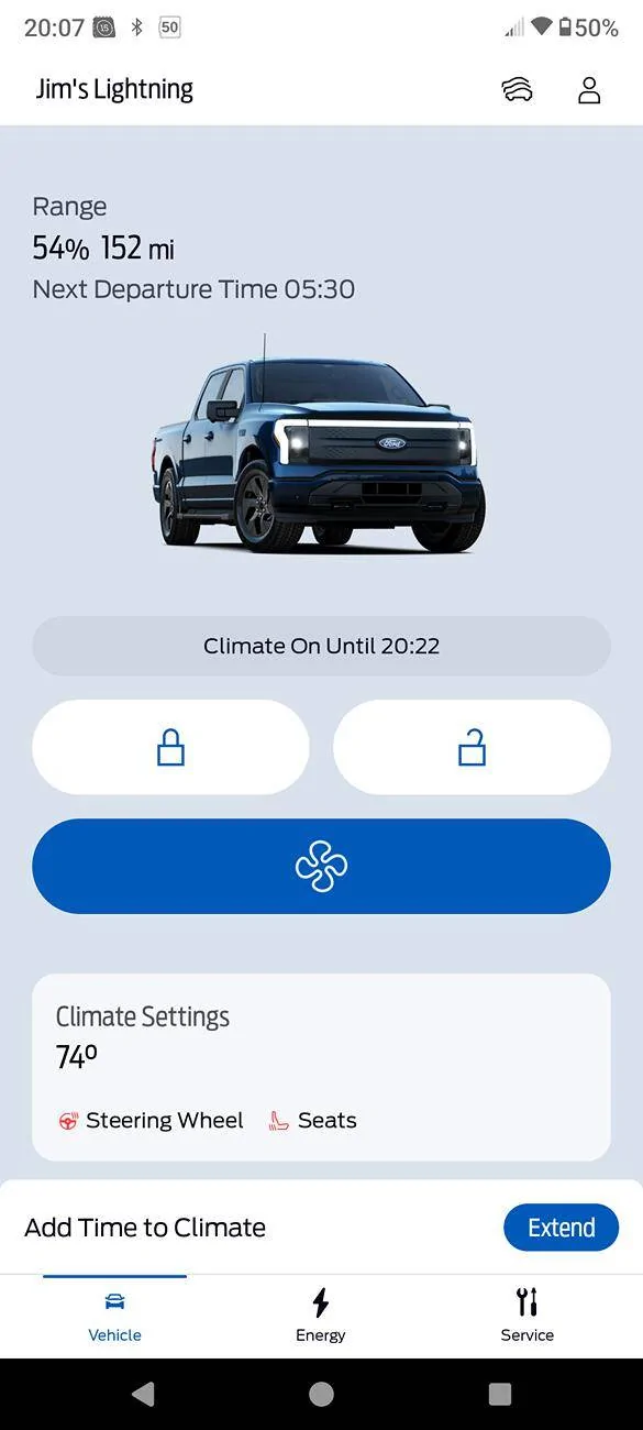 Ford F-150 Lightning Remote start HVAC control Screenshot_20250429-200756