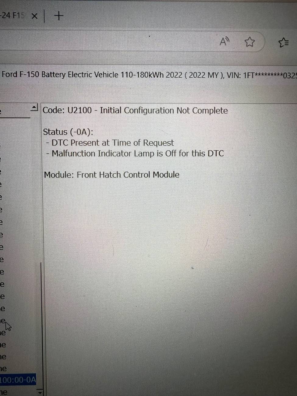 Ford F-150 Lightning DTC U2100 for Front Hatch won't clear IMG_8705