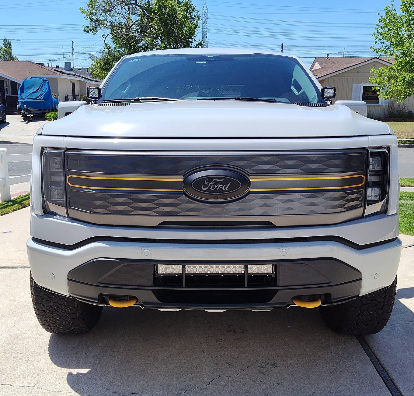 Ford F-150 Lightning 22" Lightbar installed in Front Bumper / Active Shutter area IMG_20250510_112711770~2