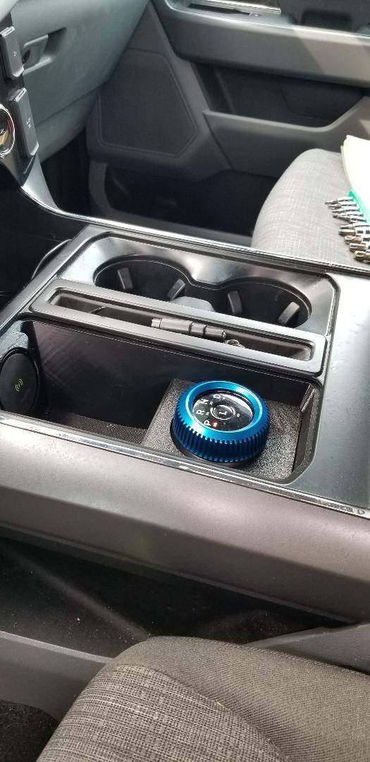 Ford F-150 Lightning Stick to Rotary Shift Knob Conversion w/ 3D Printed Rotary Shifter Holder 5 Spurs shifter cap 1