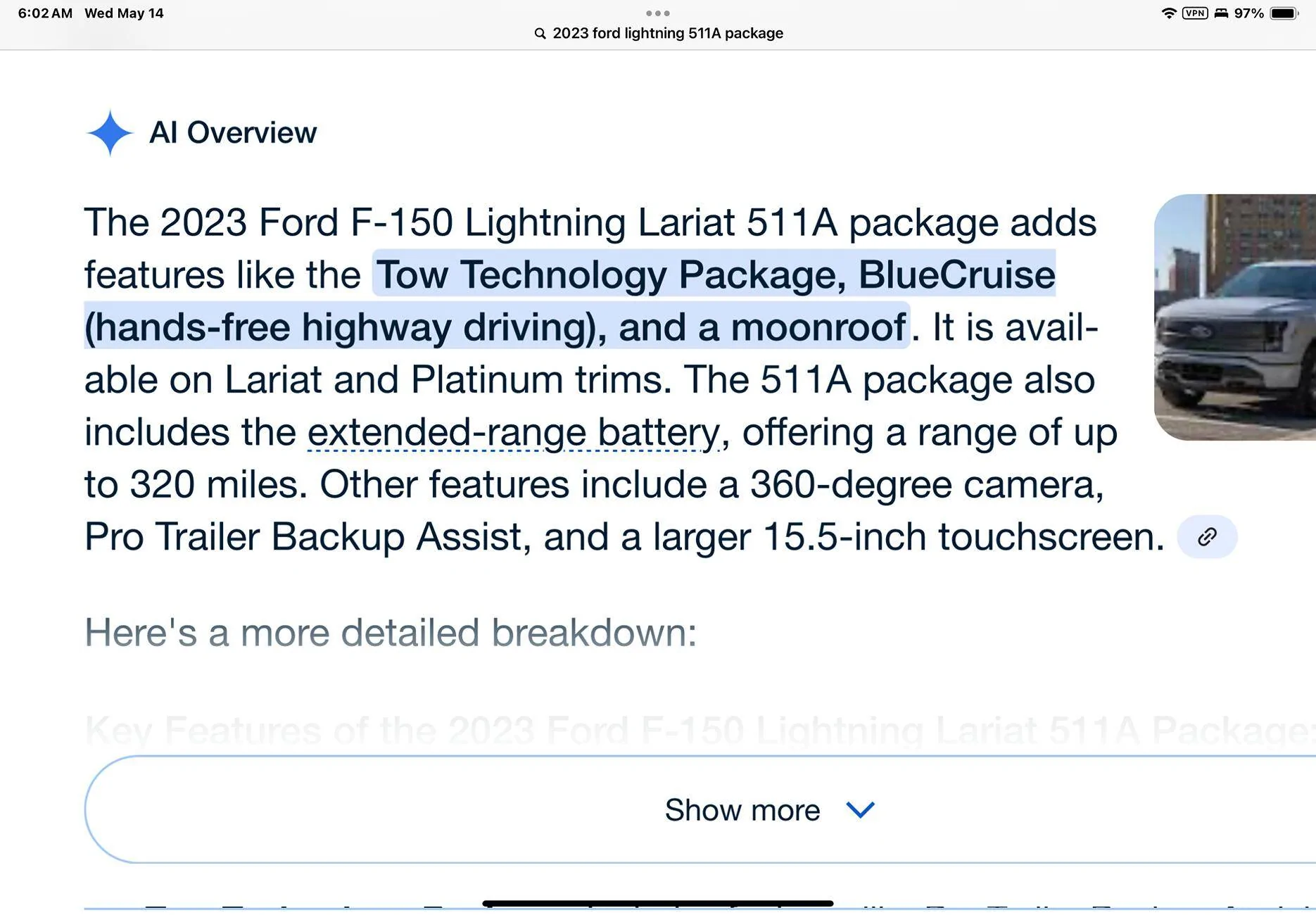 Ford F-150 Lightning Carvana description vs window sticker IMG_0321
