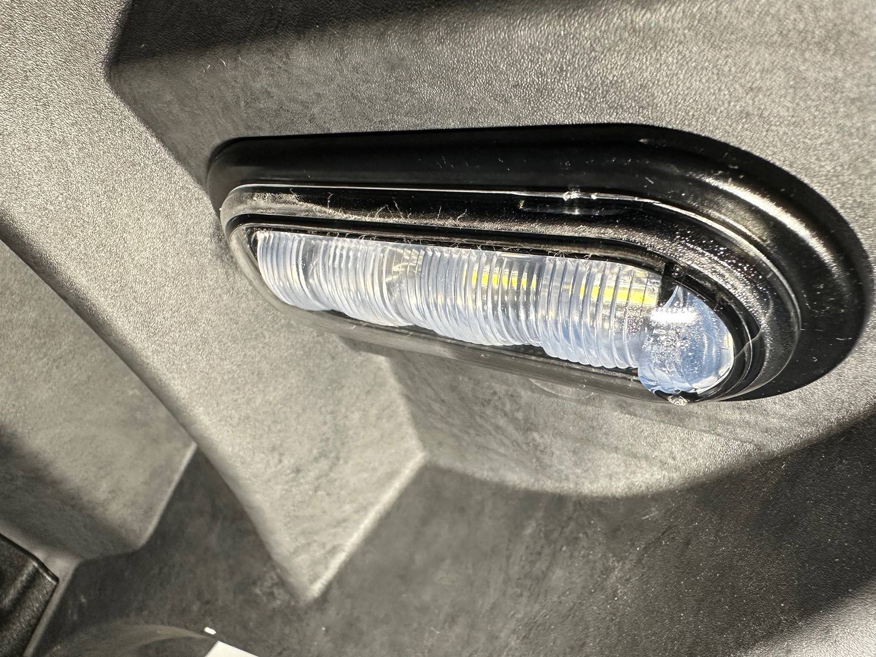 Ford F-150 Lightning Water inside frunk hatch lights. IMG_4092