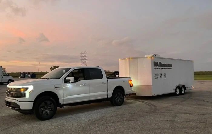 First tow with the Lightning -- race car, wheels & tires from the track