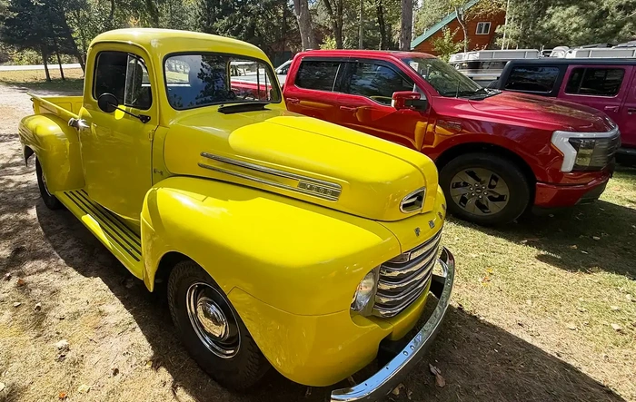 1950 F-1 and 2023 F-150 Lightning hanging out
