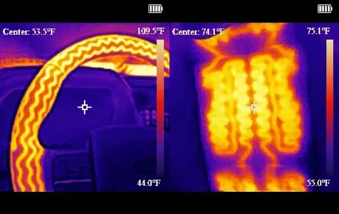 Infrared pics of heated steering wheel and driver's seat (2024 Lightning Flash)