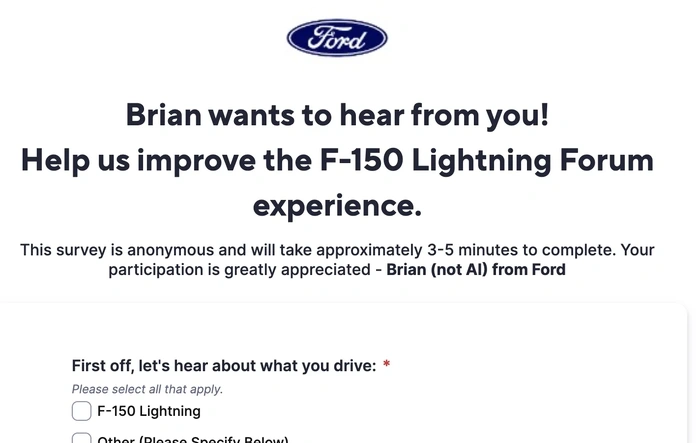 [FORD SURVEY] Ford (and Brian) want your feedback