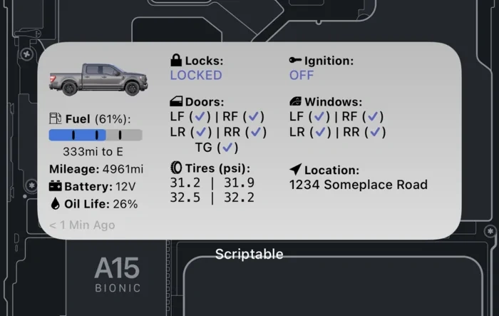 FordPass - Scriptable Widget (iOS, iPad, MacOS)