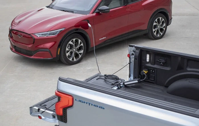 Vehicle-to-Vehicle Charging by F-150 Lightning to Other EVs at L2 Speed - Info & Demonstration