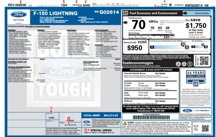 Anatomy of an F150 Lightning Window Sticker